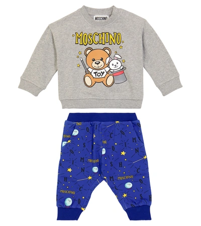 Shop Moschino Baby Sweatshirt And Sweatpants Set In Blue