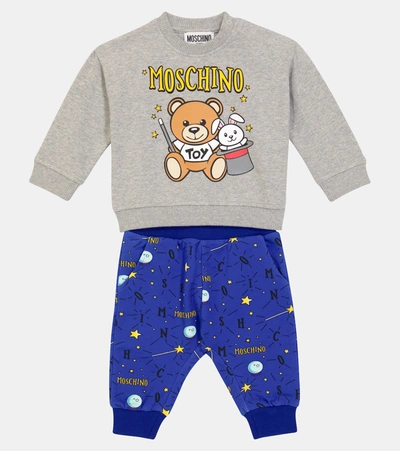 Shop Moschino Baby Sweatshirt And Sweatpants Set In Blue