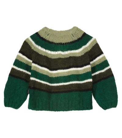 Shop Molo Gail Striped Wool-blend Cardigan In Green