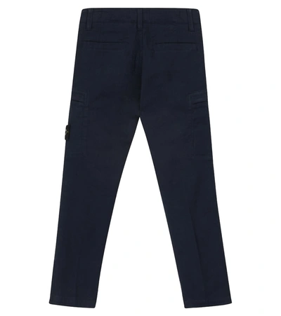 Shop Stone Island Junior Stretch-cotton Cargo Pants In Blue