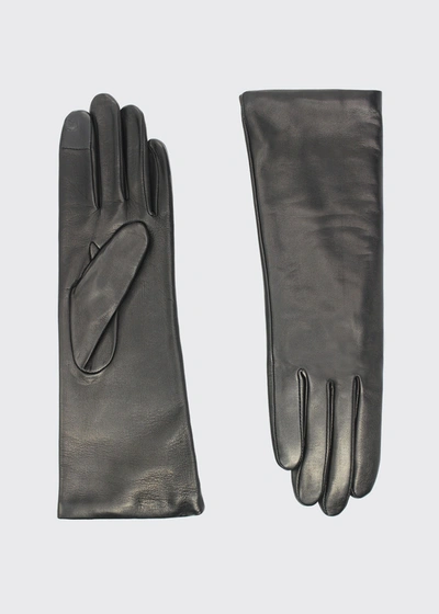 Shop Agnelle Classic Leather Gloves In Black