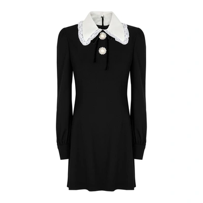 Shop Alessandra Rich Black Wool-blend Mini Dress