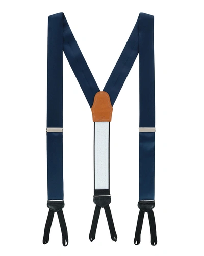 Shop Trafalgar Men's Sutton Solid Silk Suspender Braces In Navy