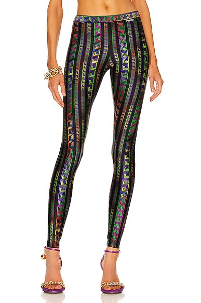 Shop Versace Neon Greek Legging In Multicolor & Nero