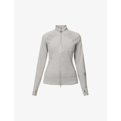 Shop Adidas By Stella Mccartney Purpose Funnel-neck Stretch-recycled Polyester Jacket In Dovgry