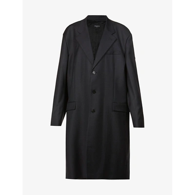 Shop Balenciaga Womens Anthracite Padded-shoulder Wool Coat M