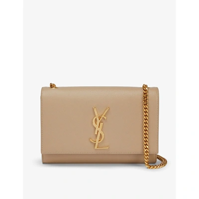 Shop Saint Laurent Womens Dark Beige/gold Kate Leather Shoulder Bag