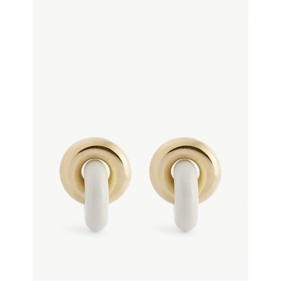 Shop Uncommon Matters Cumulus Yellow Gold-plated Sterling Silver And Wood Earrings In Gold Alabaster