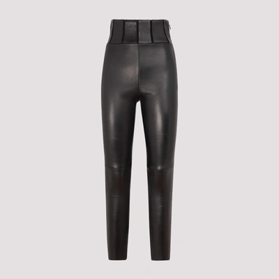 Shop Alaïa Stretch Leather Leggings In Black