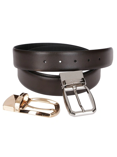 Shop Ermenegildo Zegna Reversible Buckle Belt In Black