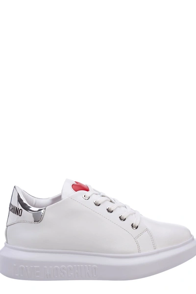 Shop Love Moschino Heart Patch Sneakers In White