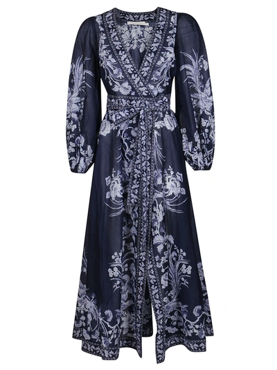 Shop Zimmermann Aliane Wrap Midi Dress In Blue