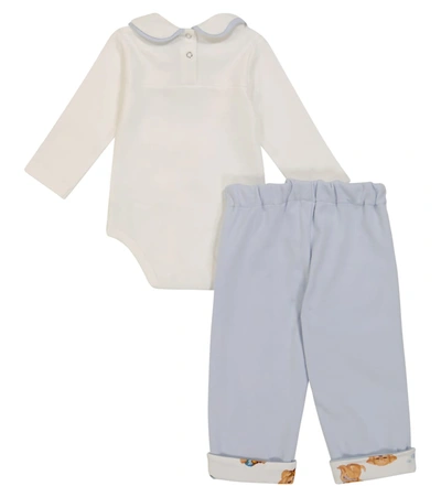 Monnalisa Baby Cotton Bodysuit And Sweatpants Set In White