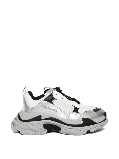 Shop Balenciaga Triple S Sneaker Silver And White