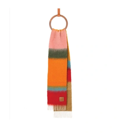 Shop Loewe Mohair-wool Striped Scarf In Pink