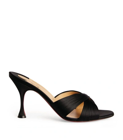 Shop Christian Louboutin Nicol Is Back Satin Crepe Mules 85 In Black