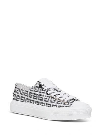 Shop Givenchy 4g Jacquard City Sneakers In White/black