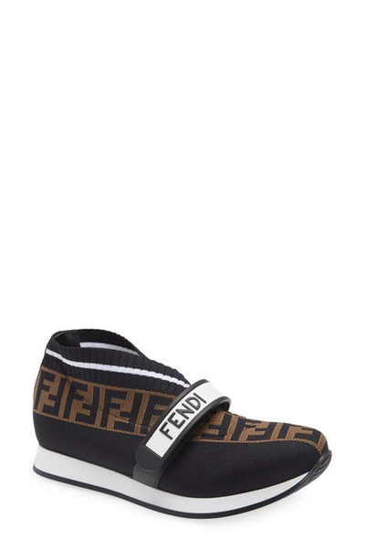 Shop Fendi Love Sneaker In Black/ Brown