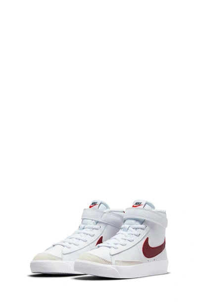 Shop Nike Kids' Blazer Mid '77 High Top Sneaker In White/ White/ Black/ Team Red