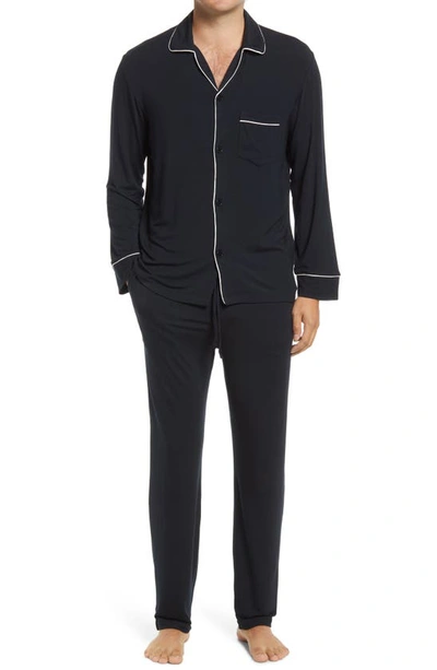 Shop Eberjey William Jersey Knit Pajamas In Black