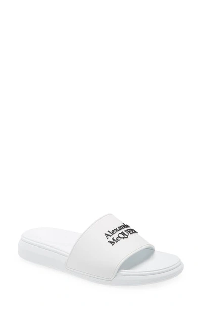 Shop Alexander Mcqueen Hybrid Logo Slide Sandal In White