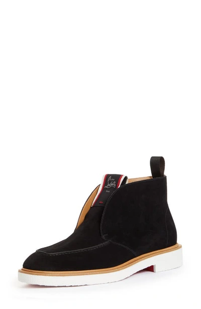 Shop Christian Louboutin Citycrepe Spike Slip-on Chukka Boot In Black/ Black Gun