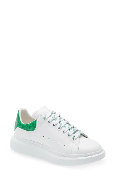 Alexander Mcqueen Croc-embossed Leather Platform Sneakers In White |  ModeSens