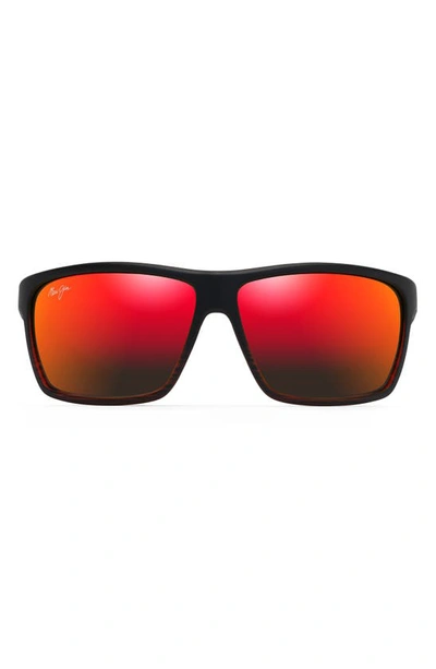 Shop Maui Jim Alenuihaha 64mm Polarized Sport Sunglasses In Burgundy Stripe/ Hawaii Lava