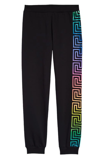 Shop Versace Kids' Greca Cotton Joggers In Black Multi