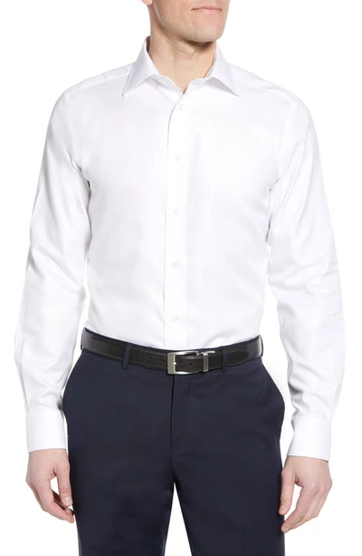 Shop David Donahue Luxury Non-iron Trim Fit Solid Dress Shirt In White