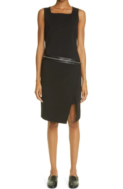 Shop Givenchy Square Neck Asymmetrical Zip Sheath Dress In Black