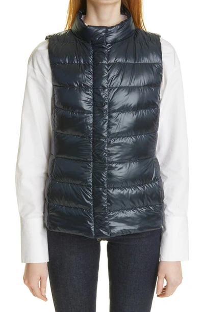 Shop Herno Short Quilted Down Vest In Blue