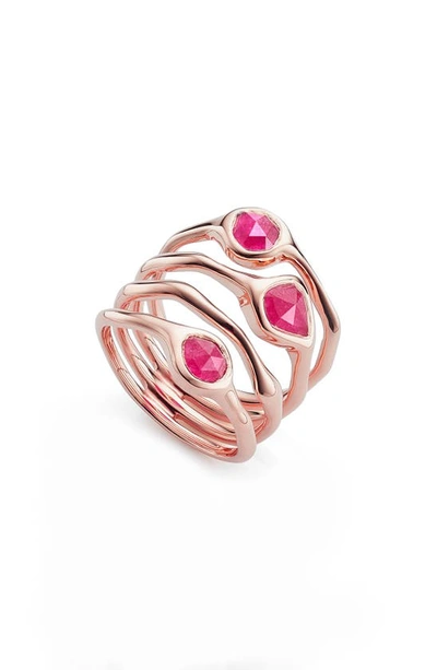 Shop Monica Vinader Siren Cluster Cocktail Ring In Rose Gold/ Pink Quartz