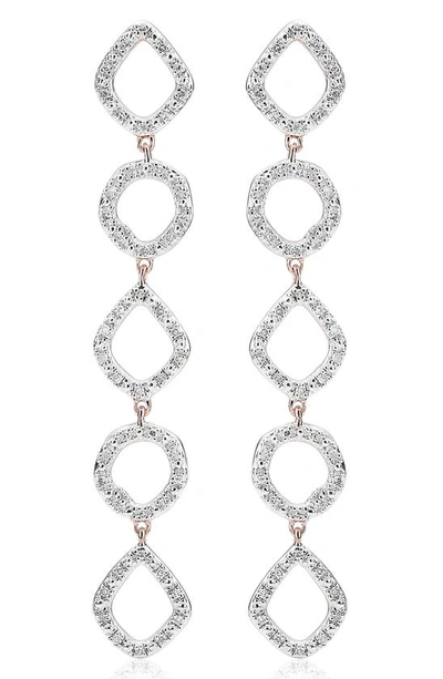 Shop Monica Vinader Riva Mini Cluster Diamond Cocktail Earrings In Rose Gold/ Diamond