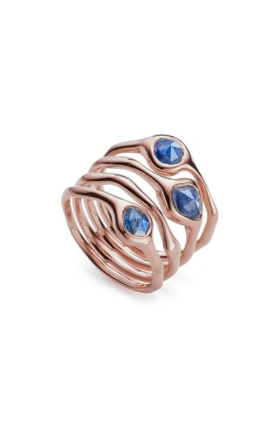 Shop Monica Vinader Siren Cluster Cocktail Ring In Rose Gold/ Kyanite