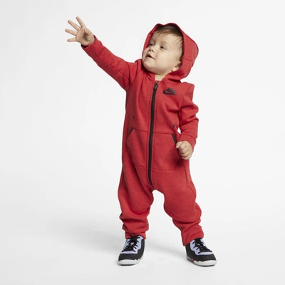 Nike Sportswear Tech Fleece Baby Hooded Coverall In Red | ModeSens