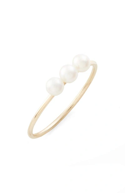 Shop Ef Collection Pearl Stacking Ring In Yellow Gold