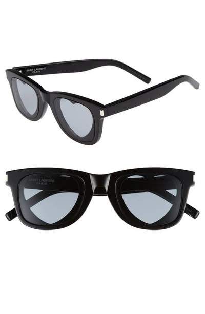 Shop Saint Laurent 50mm Heart Sunglasses In Black
