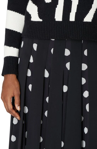 Shop Carolina Herrera Dot Print Panel A-line Crepe Skirt In Black White