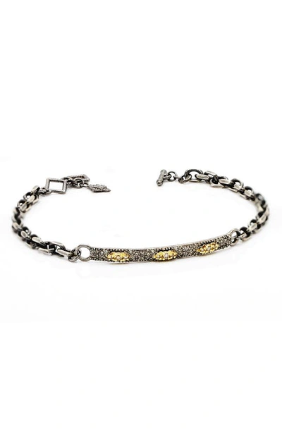 Armenta Old World Id Scroll Bracelet With Diamonds In Silver