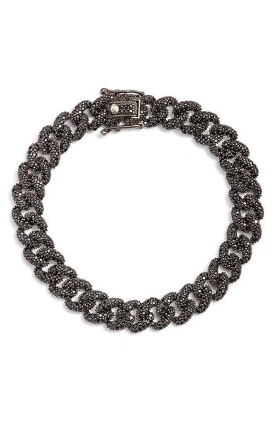 Shop Shymi Cuban Chain Pavé Bracelet In Black Rhodium