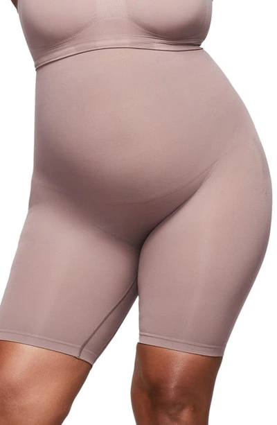 Shop Skims Core Control Mid Thigh Shorts In Umber