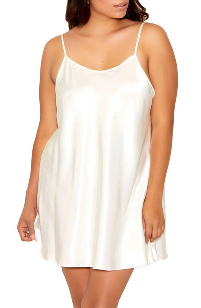 Shop Icollection Satin Chemise In Ivory