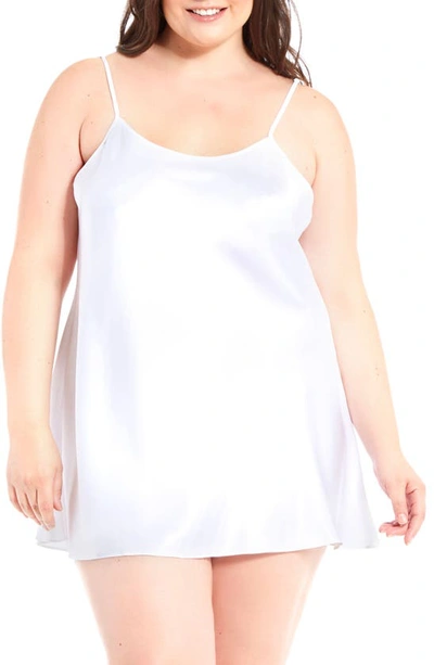 Shop Icollection Satin Chemise In White