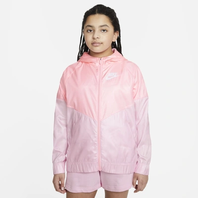 Shop Nike Sportswear Windrunner Big Kids' Jacket (extended Size) In Arctic Punch,pink Foam,white