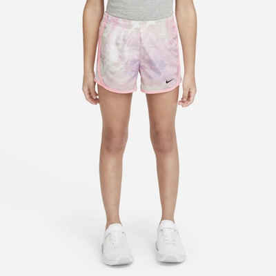 Shop Nike Dri-fit Tempo Little Kids' Tie-dye Shorts In Purple Chalk