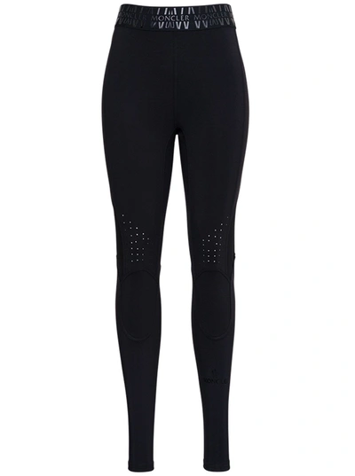 Shop Moncler Black Leggings With Logo