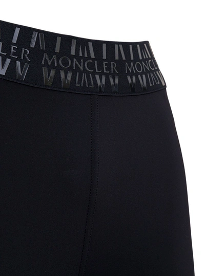 Shop Moncler Black Leggings With Logo