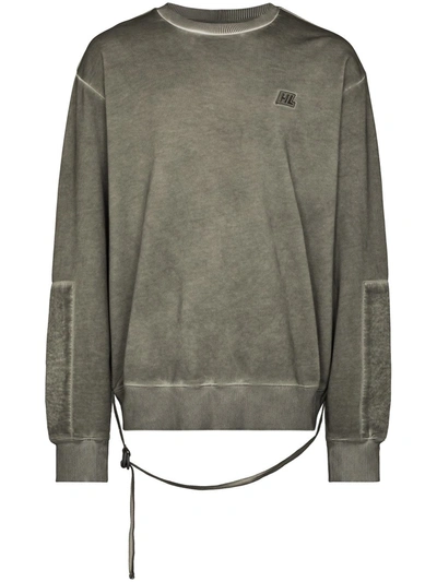 Shop Helmut Lang Washed Military Crewneck Sweatshirt In Green