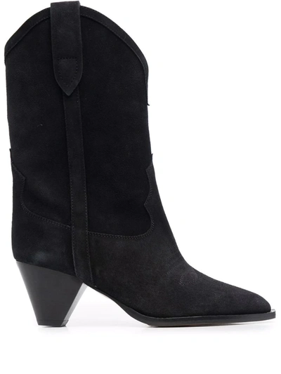 Shop Isabel Marant Duerto 40 Western Suede Boots In Black